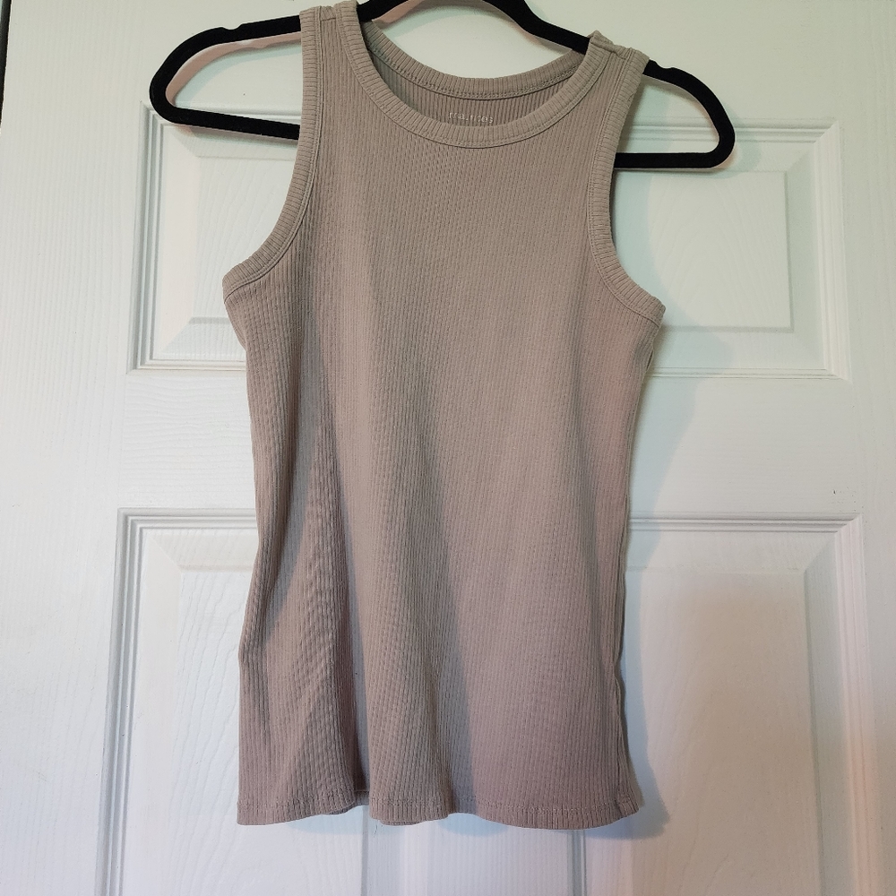 maurices Cream High Neck Ribbed 24/7 Tank Top